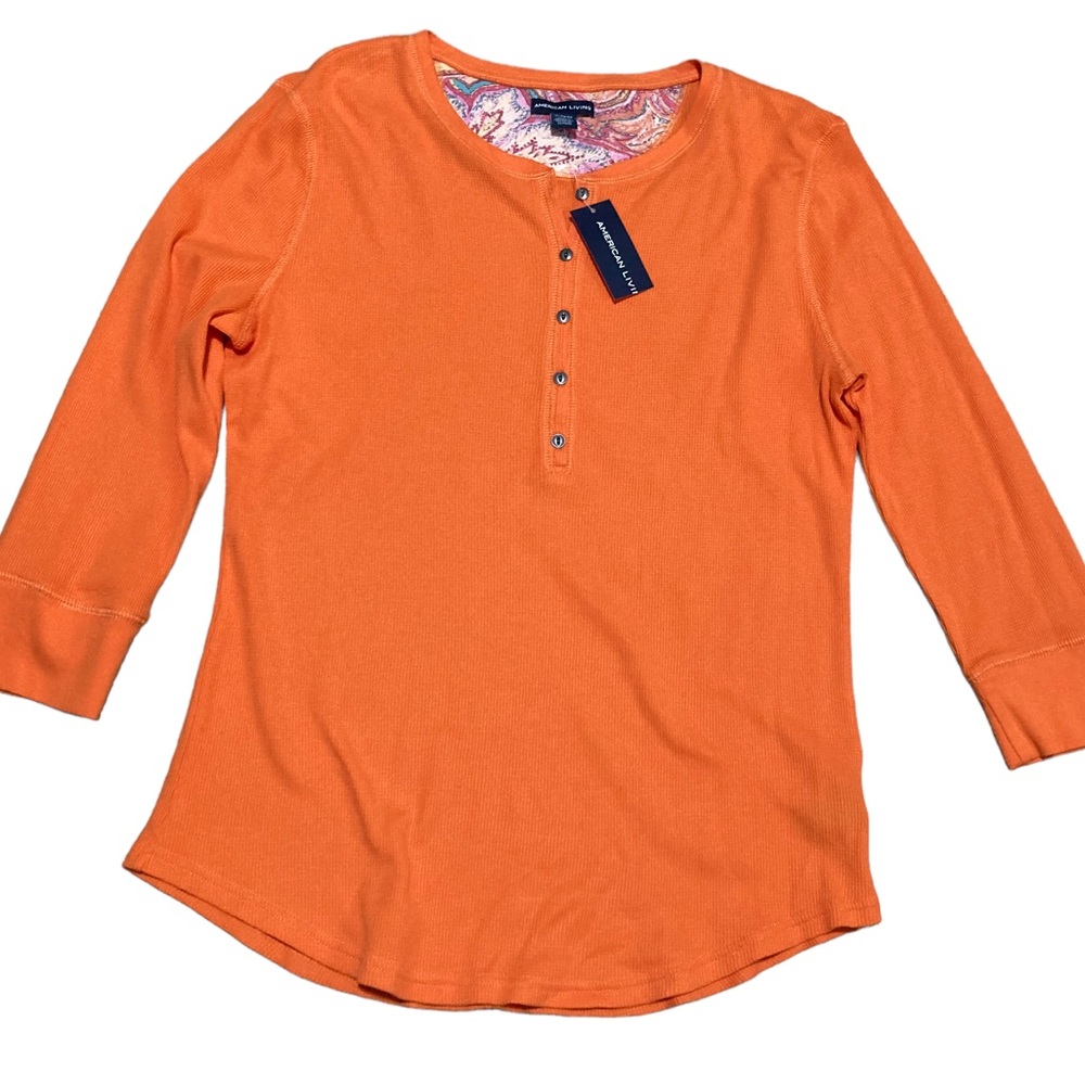 American living, orange waffle wave Henley new with tags size extra large
